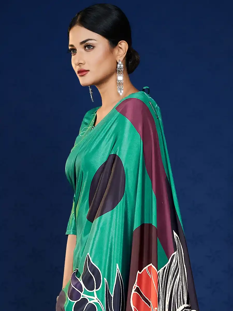 Multi Crepe Printed Festival Casual Contemporary Saree