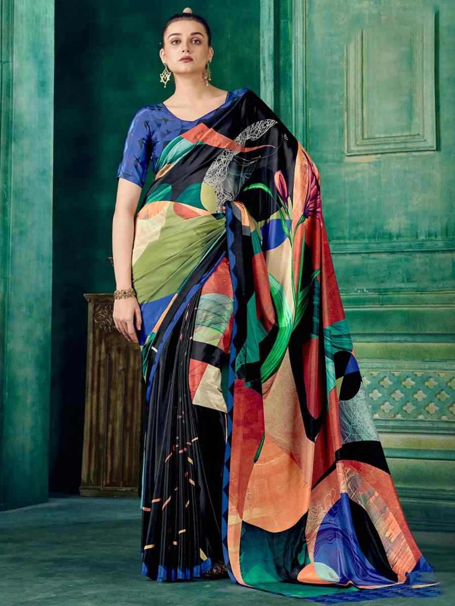 Multi Crepe Printed Festival Casual Contemporary Saree