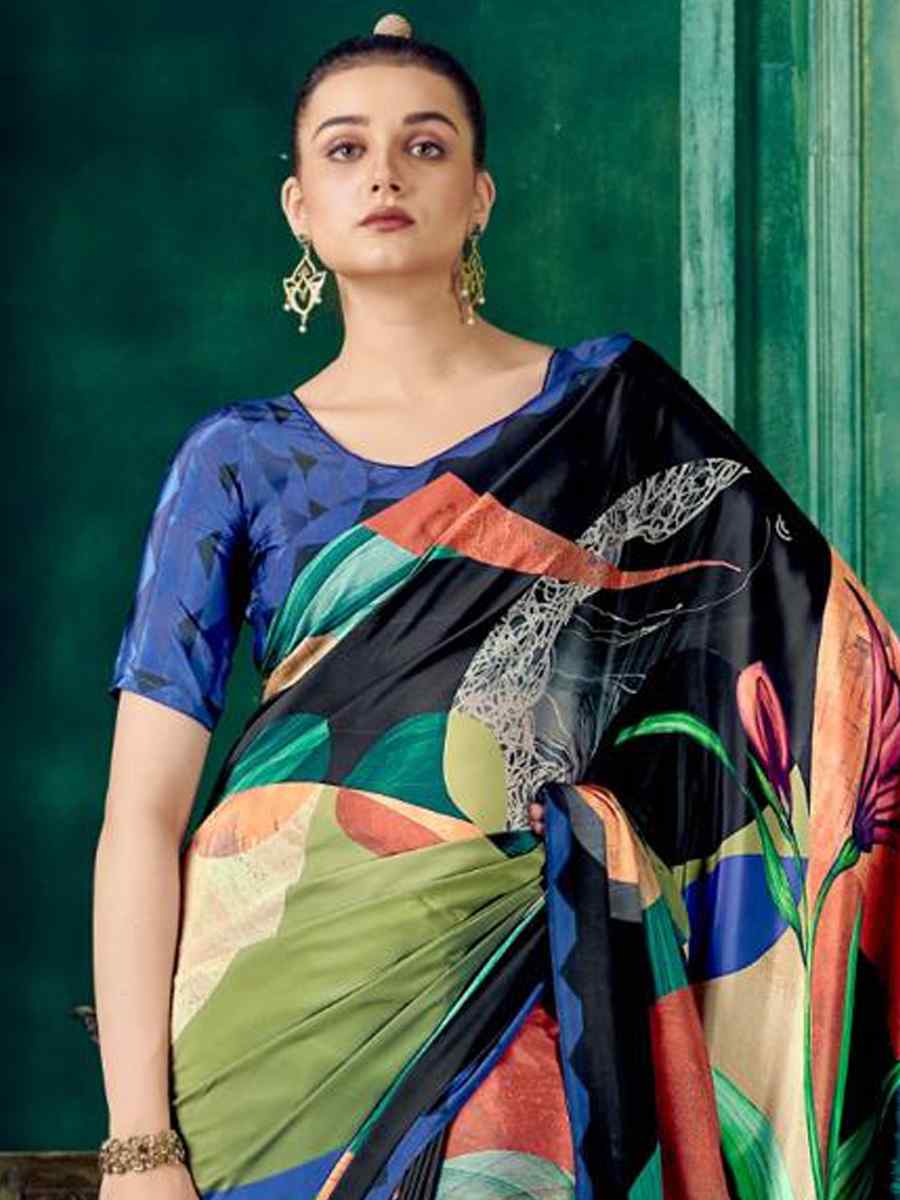 Multi Crepe Printed Festival Casual Contemporary Saree