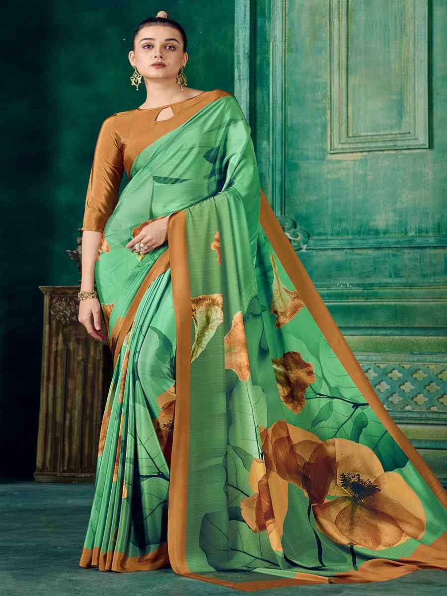 Multi Crepe Printed Festival Casual Contemporary Saree