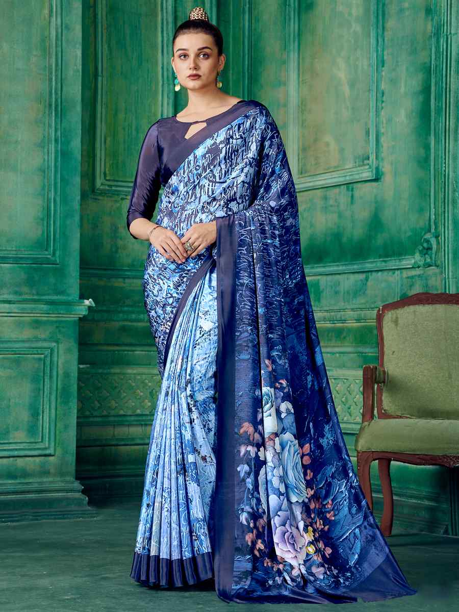 Multi Crepe Printed Festival Casual Contemporary Saree