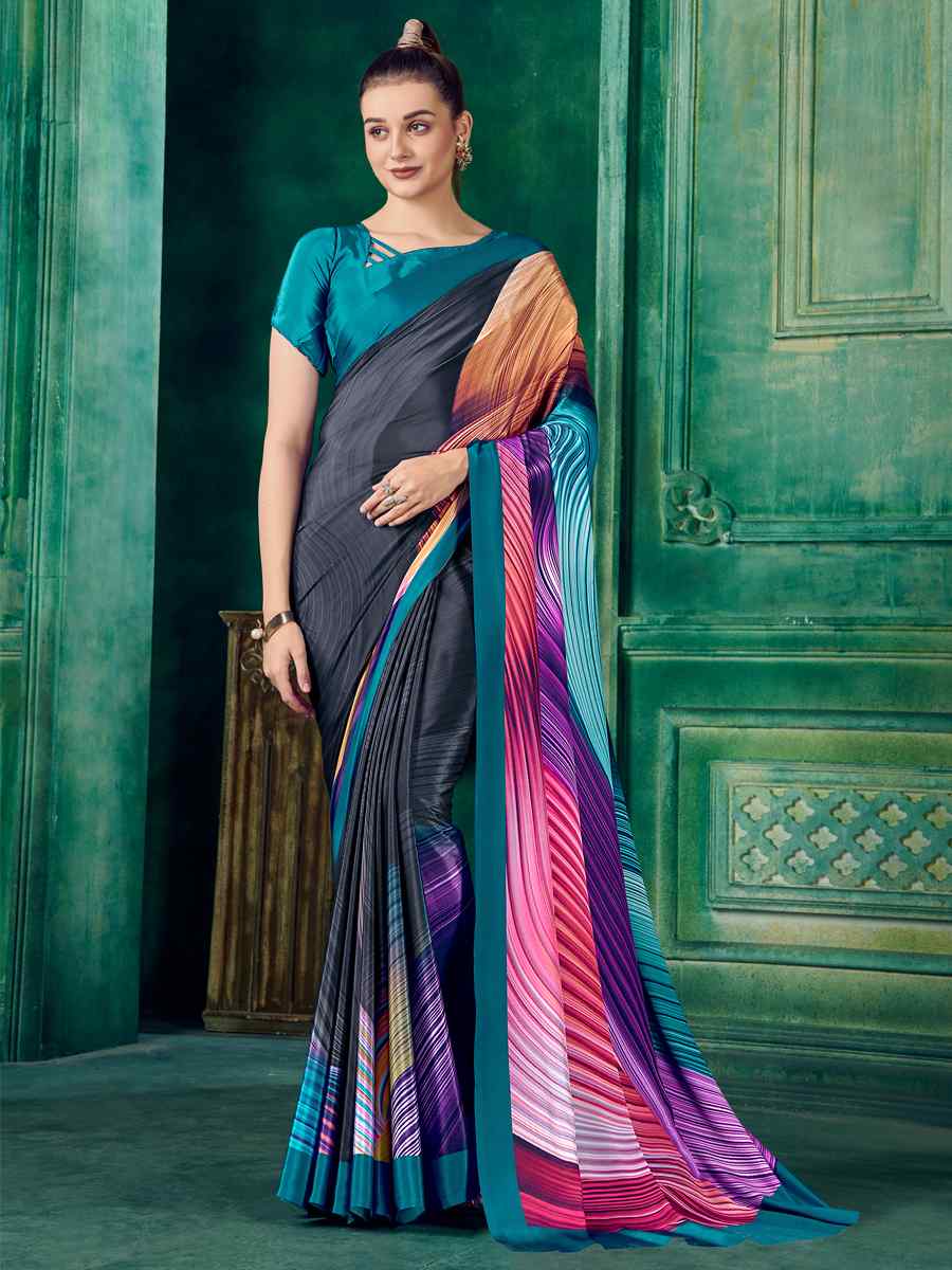 Multi Crepe Printed Festival Casual Contemporary Saree