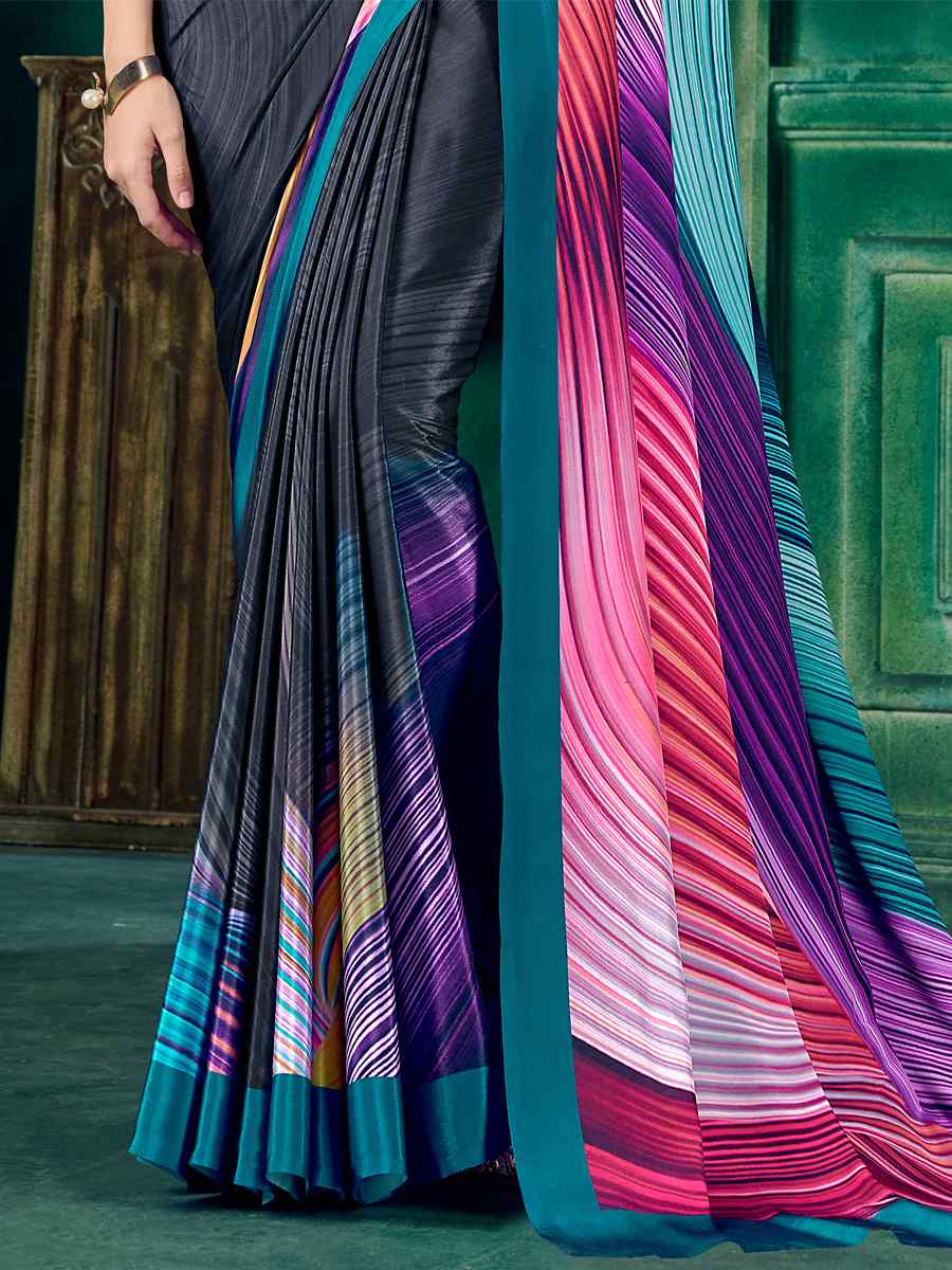 Multi Crepe Printed Festival Casual Contemporary Saree