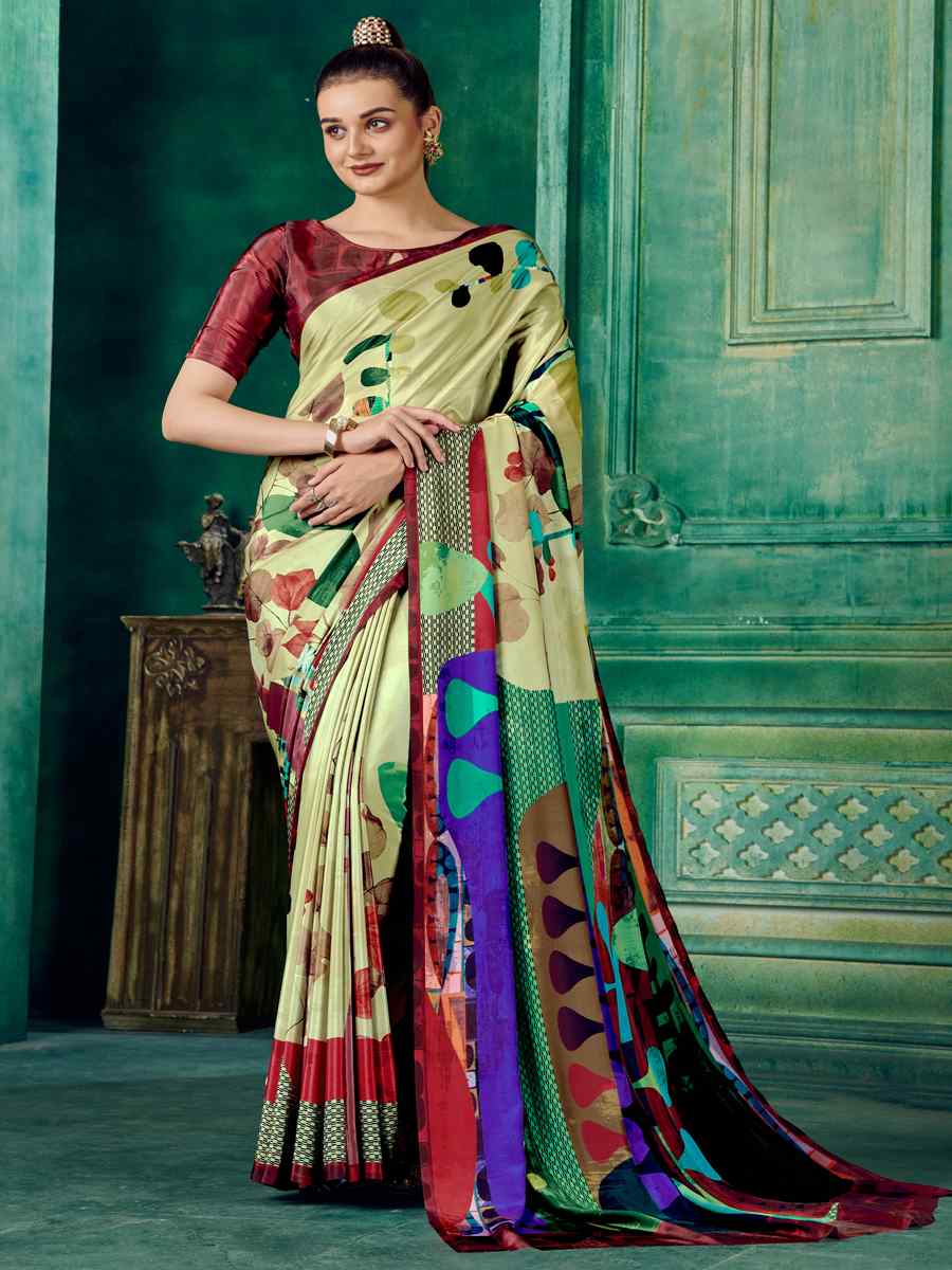 Multi Crepe Printed Festival Casual Contemporary Saree