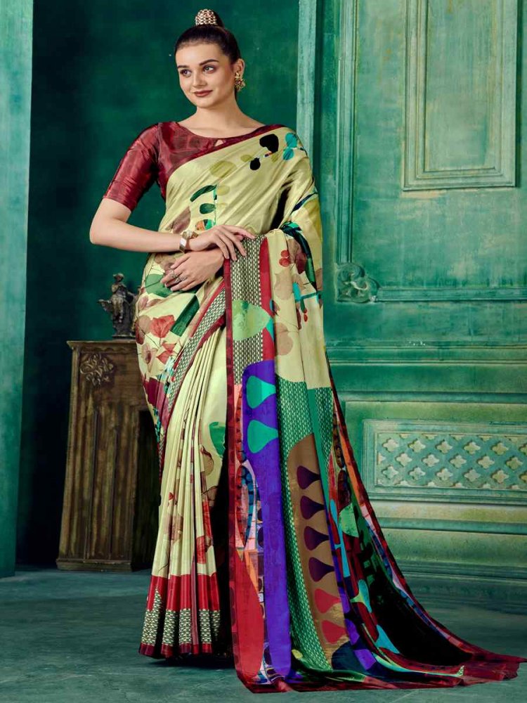 Multi Crepe Printed Festival Casual Contemporary Saree