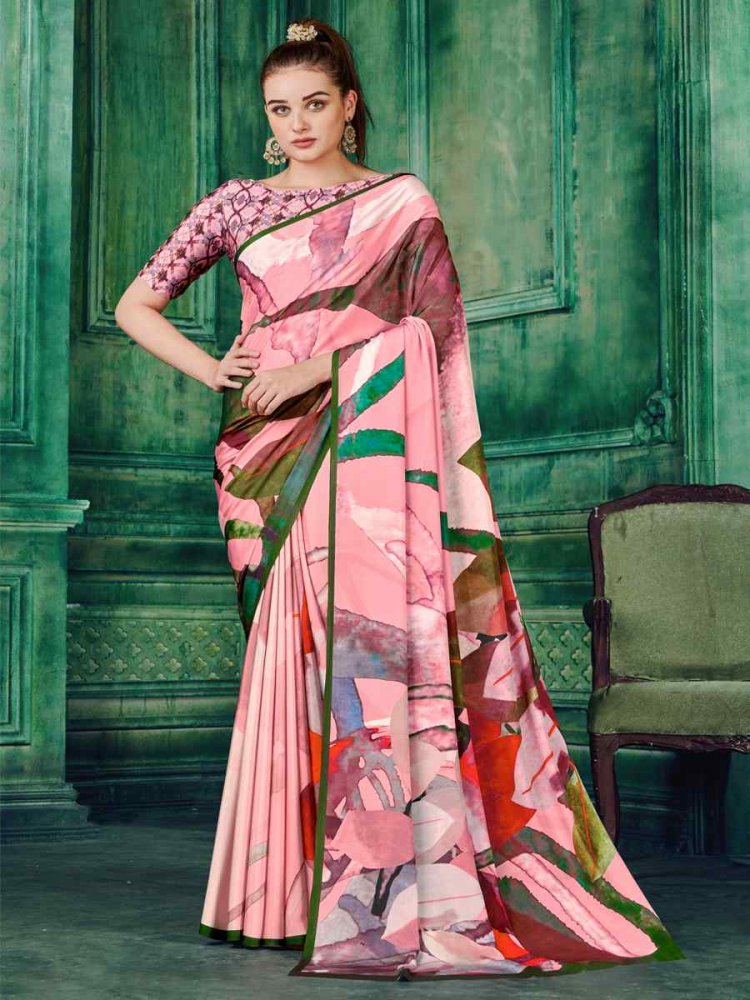 Multi Crepe Printed Festival Casual Contemporary Saree