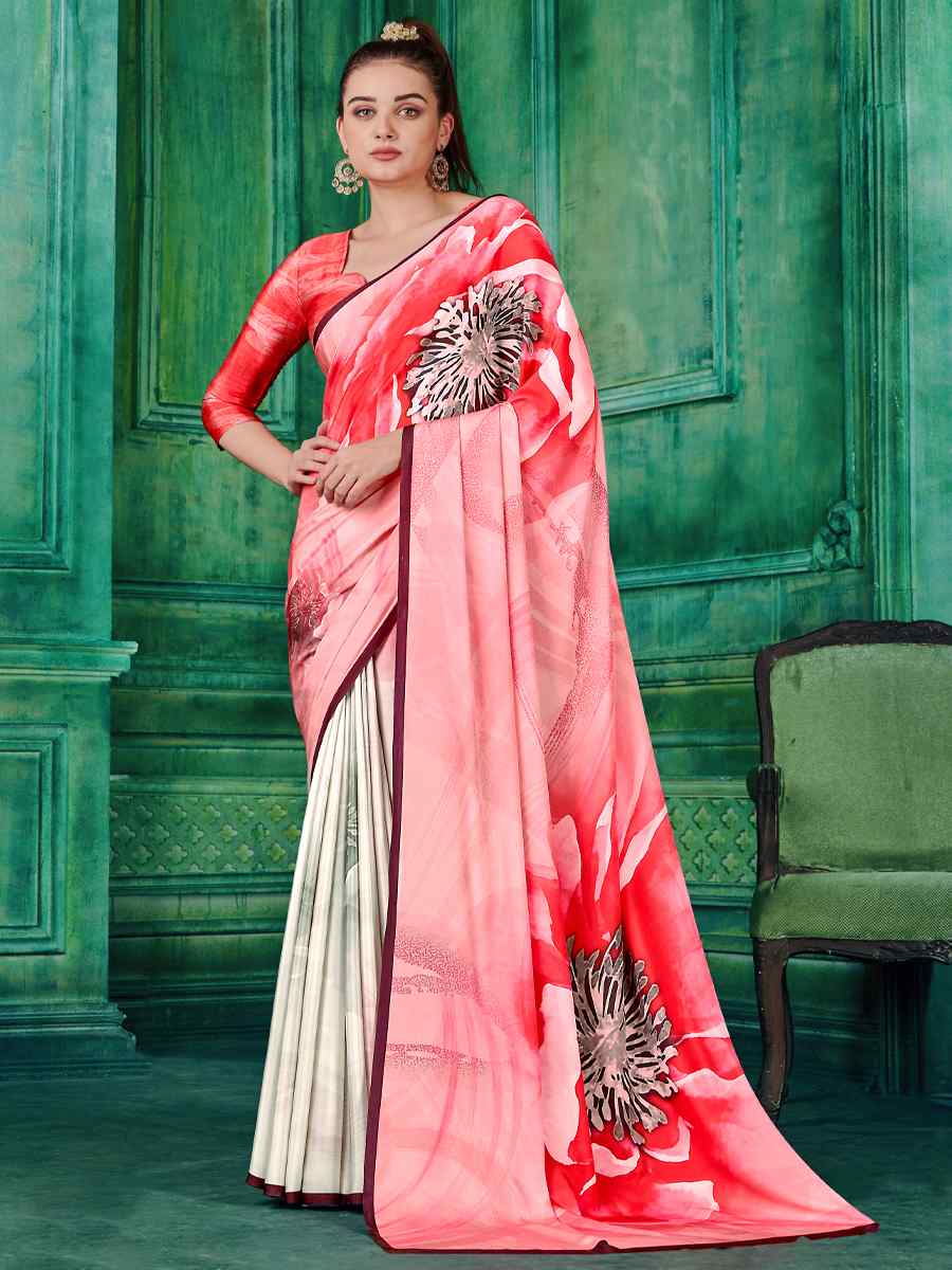 Multi Crepe Printed Festival Casual Contemporary Saree