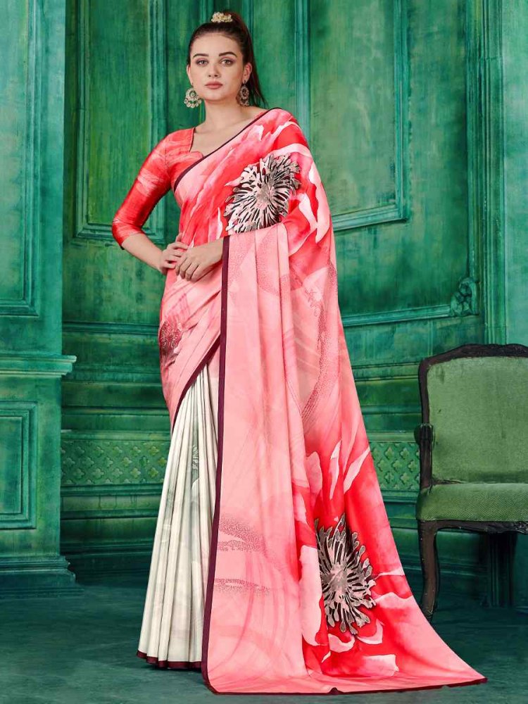 Multi Crepe Printed Festival Casual Contemporary Saree