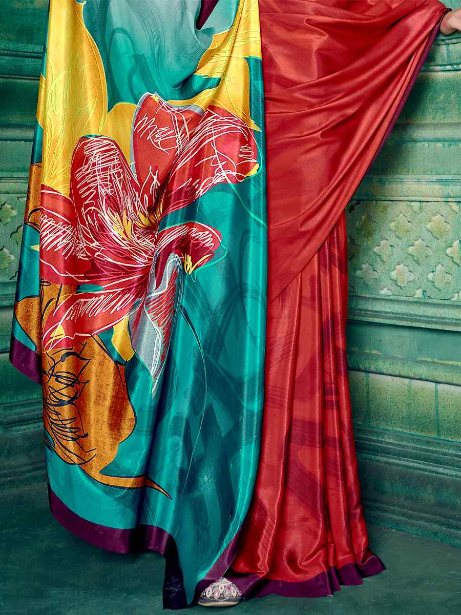 Multi Crepe Printed Festival Casual Contemporary Saree