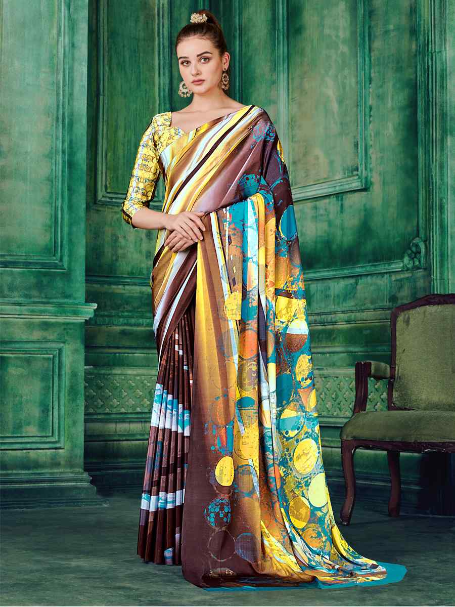 Multi Crepe Printed Festival Casual Contemporary Saree