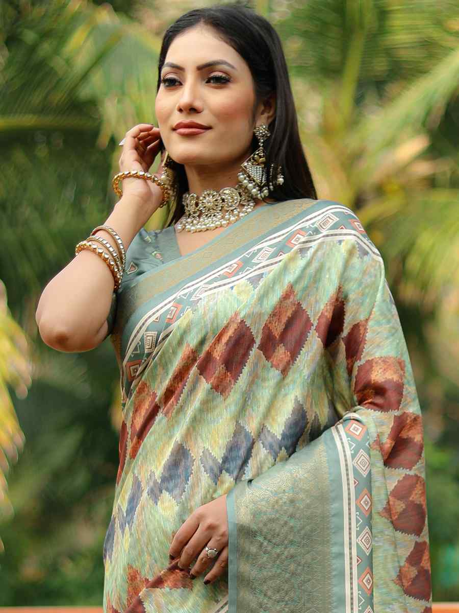 Multi Crepe Soft Silk Printed Festival Casual Classic Style Saree