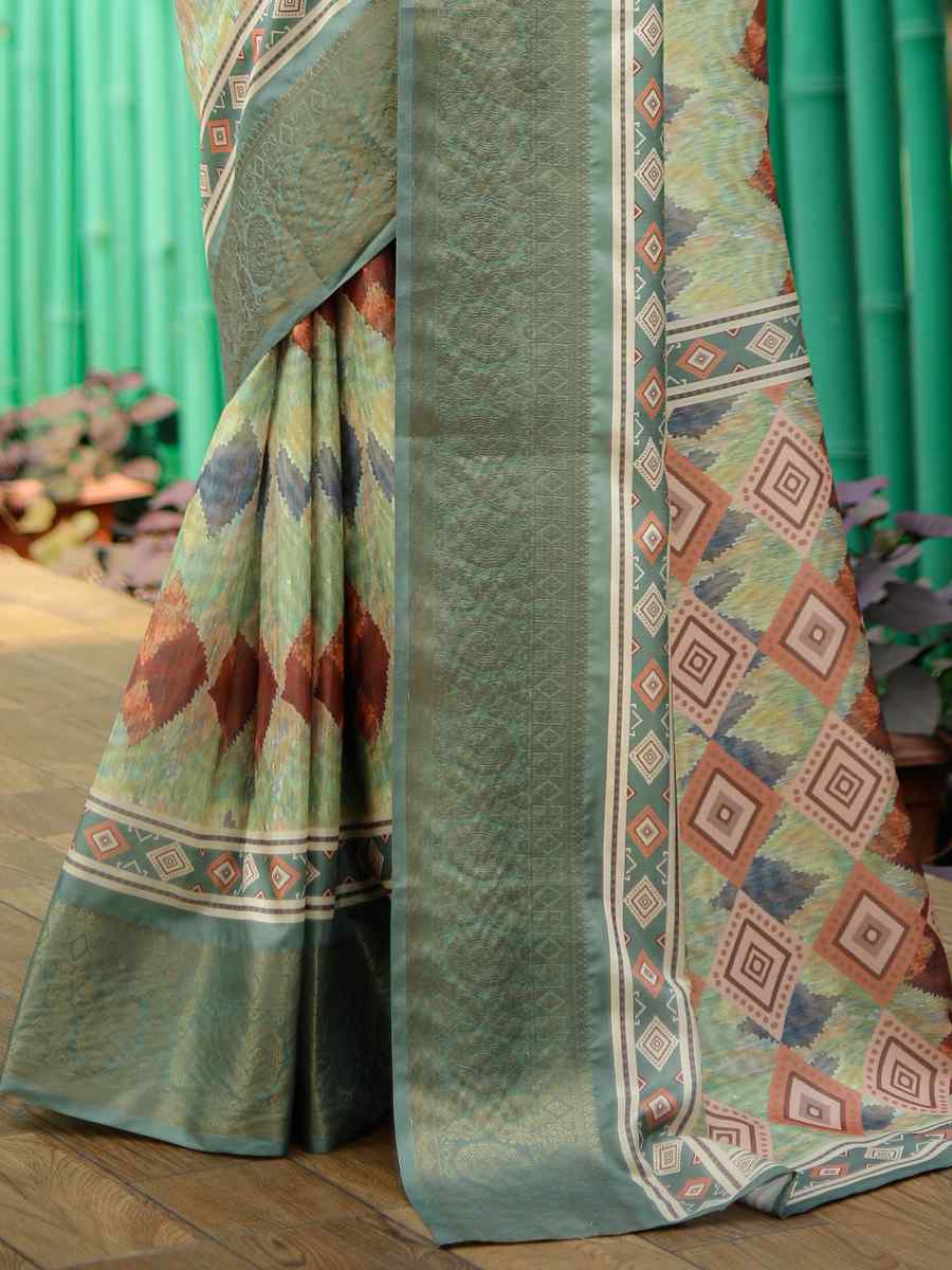 Multi Crepe Soft Silk Printed Festival Casual Classic Style Saree