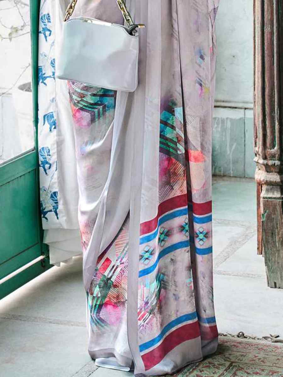 Multi Crepe Soft Silk Printed Festival Casual Contemporary Saree