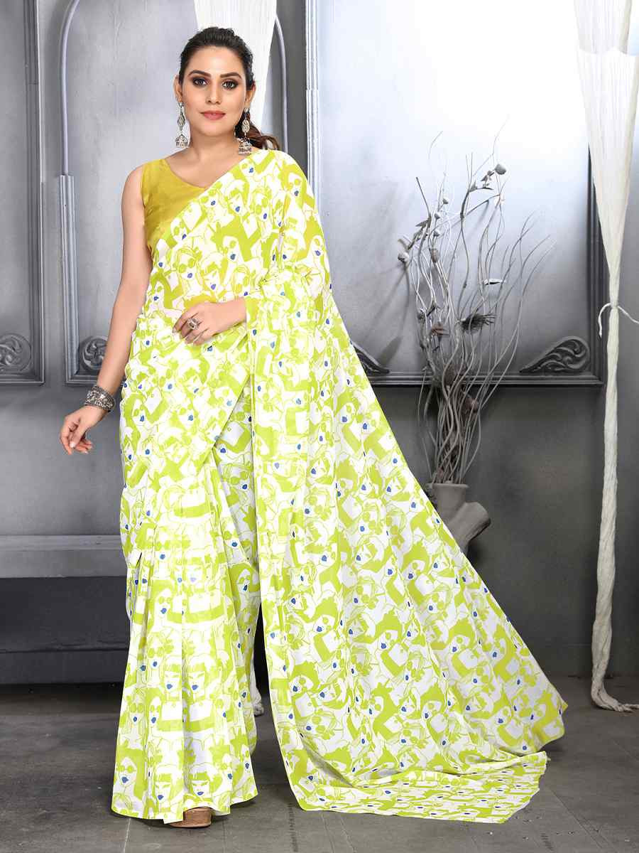 Multi Faux Georgette Printed Festival Party Contemporary Saree