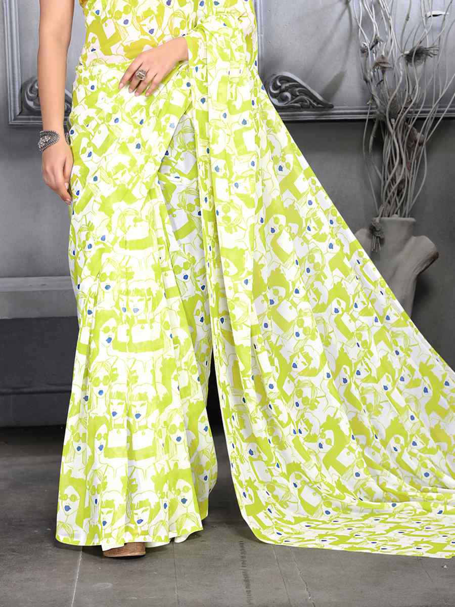 Multi Faux Georgette Printed Festival Party Contemporary Saree