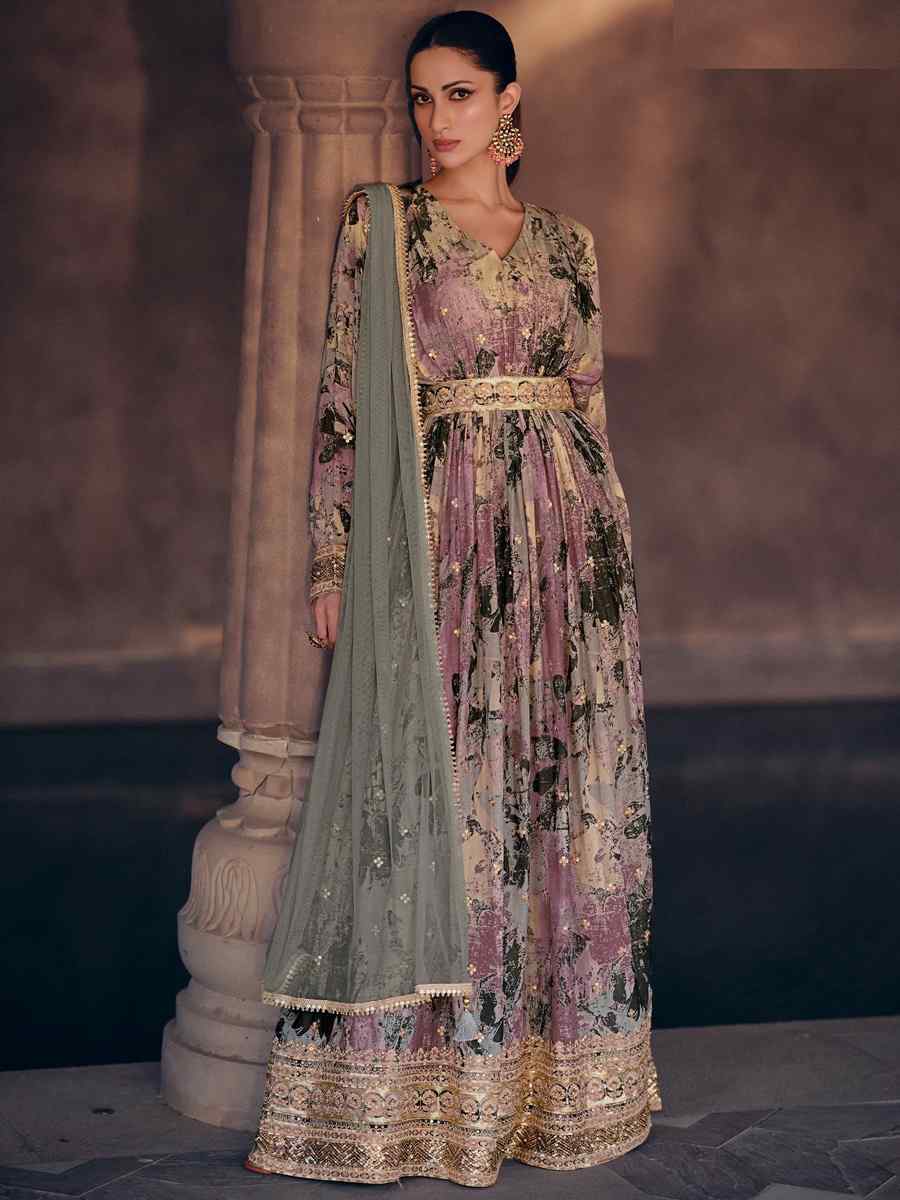 Multi Georgette Embroidered Festival Wedding Ready Anarkali Salwar Kameez