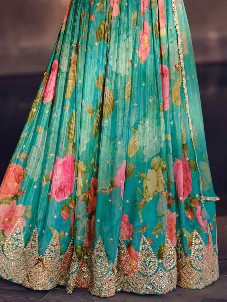 Multi Georgette Embroidered Festival Wedding Ready Anarkali Salwar Kameez