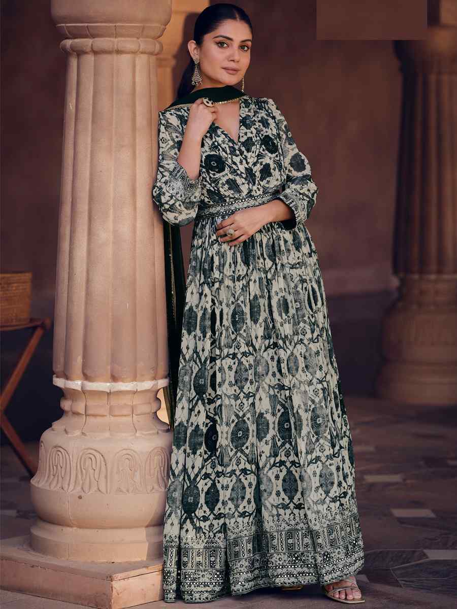 Multi Georgette Embroidered Festival Wedding Ready Anarkali Salwar Kameez