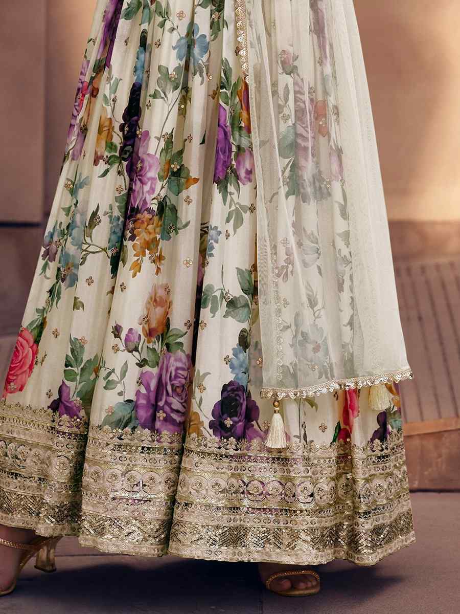 Multi Georgette Embroidered Festival Wedding Ready Anarkali Salwar Kameez