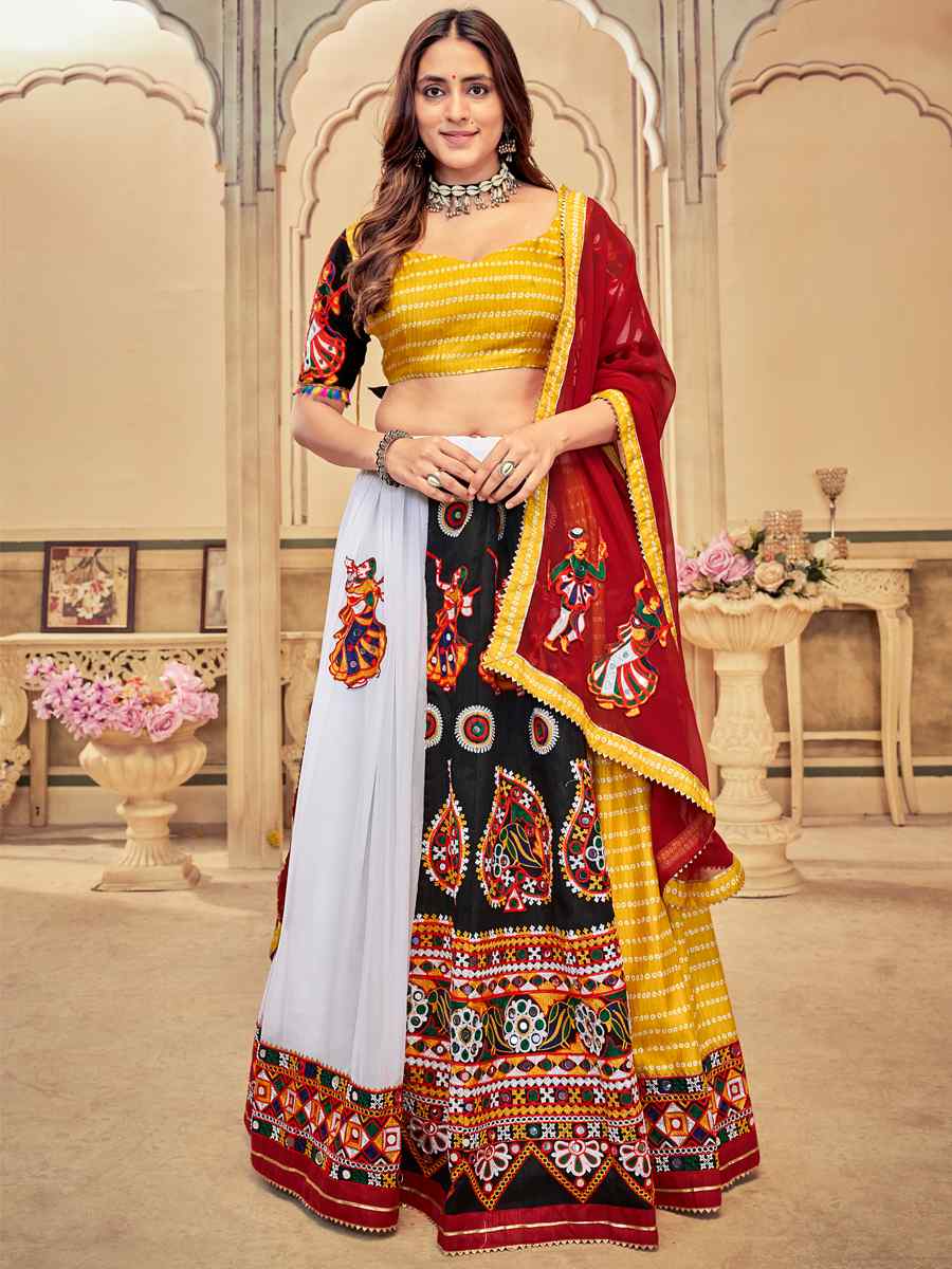 Multi Georgette Embroidery Reception Festival Heavy Border Lehenga Choli