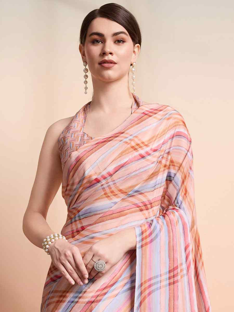 Multi Georgette Handwoven Festival Wedding Heavy Border Saree