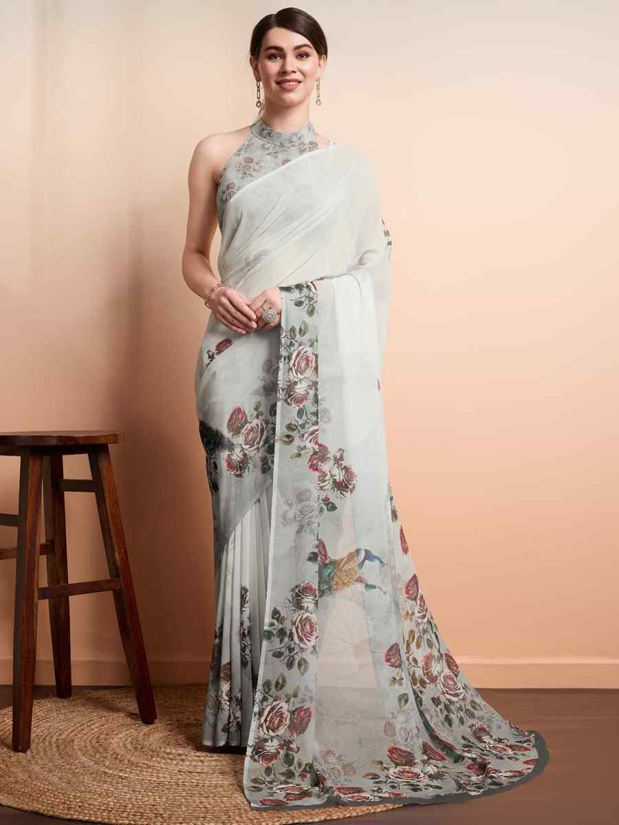 Multi Georgette Handwoven Festival Wedding Heavy Border Saree