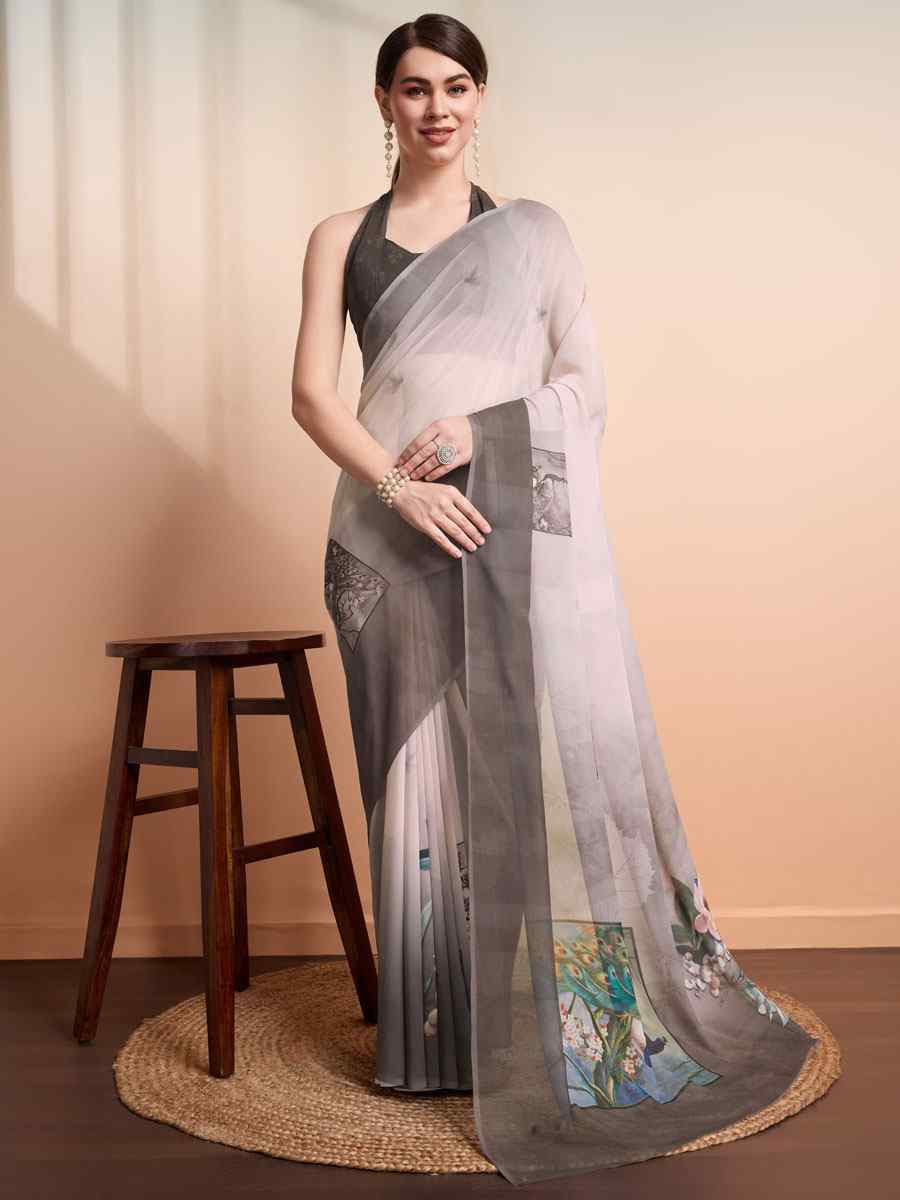 Multi Georgette Handwoven Festival Wedding Heavy Border Saree