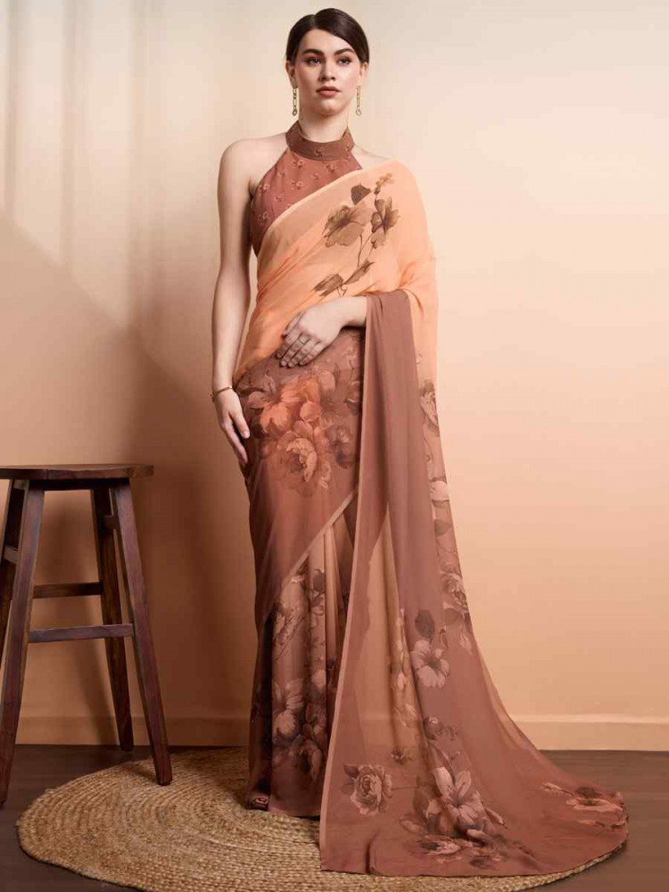 Multi Georgette Handwoven Festival Wedding Heavy Border Saree