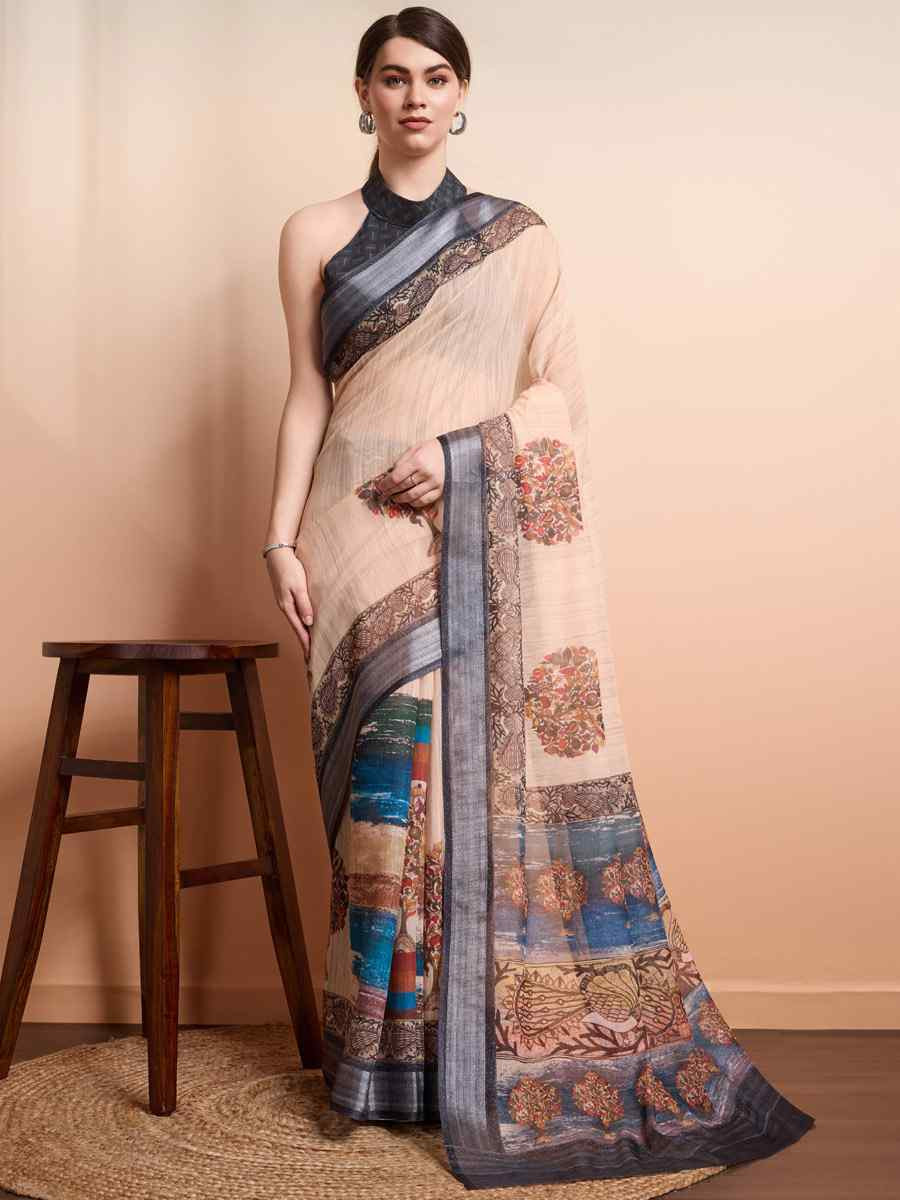 Multi Georgette Handwoven Festival Wedding Heavy Border Saree