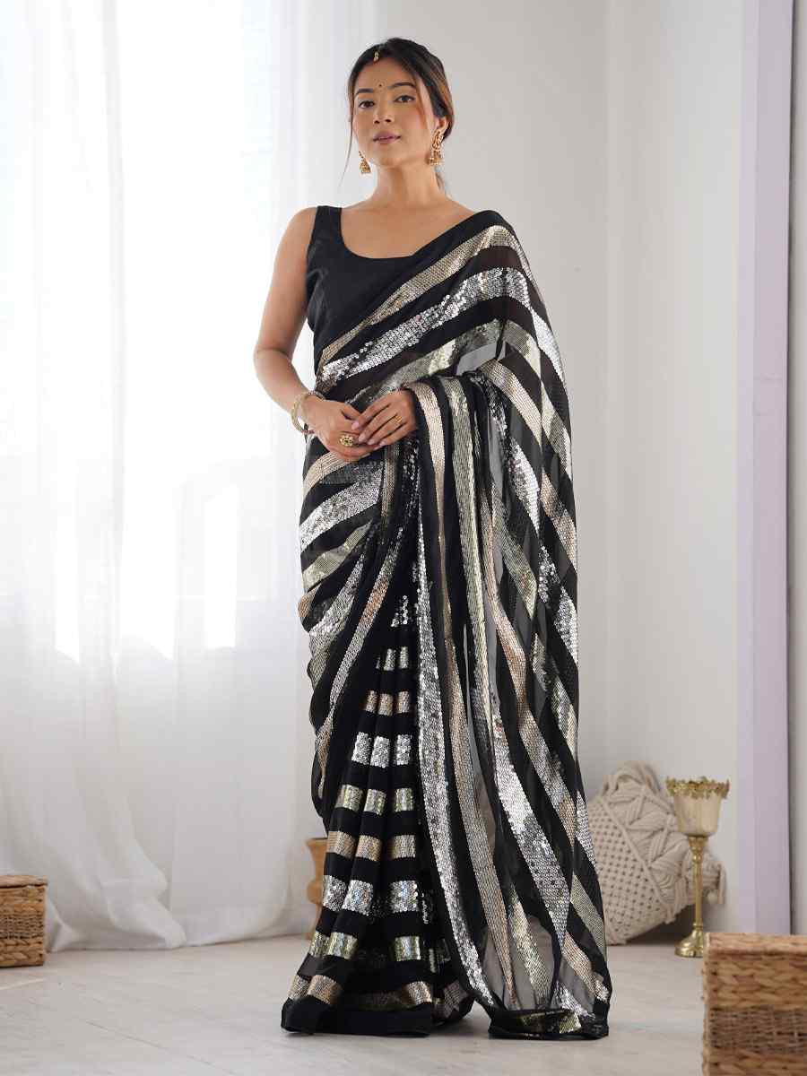 Multi Georgette Handwoven Festival Wedding Heavy Border Saree