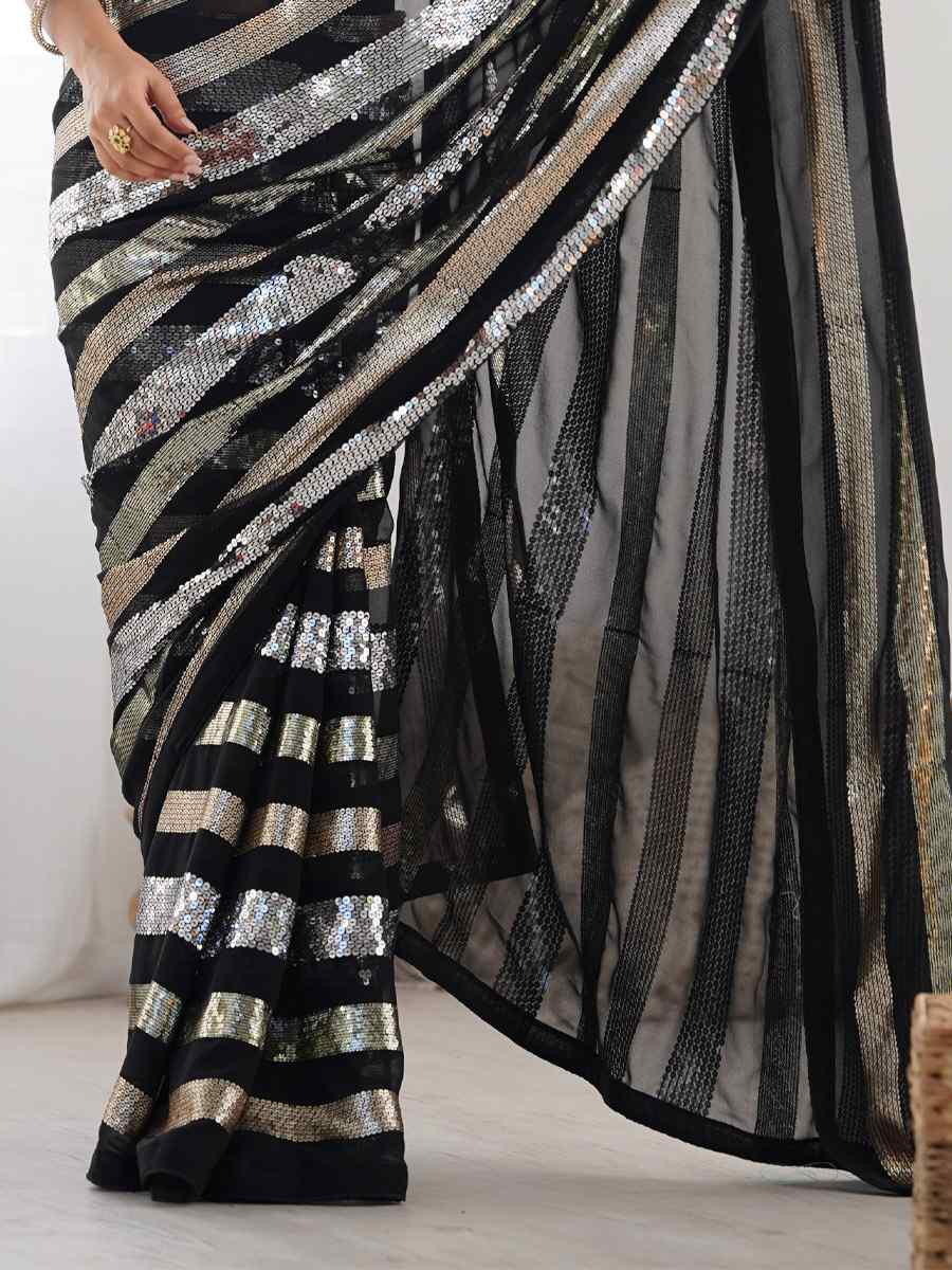 Multi Georgette Handwoven Festival Wedding Heavy Border Saree