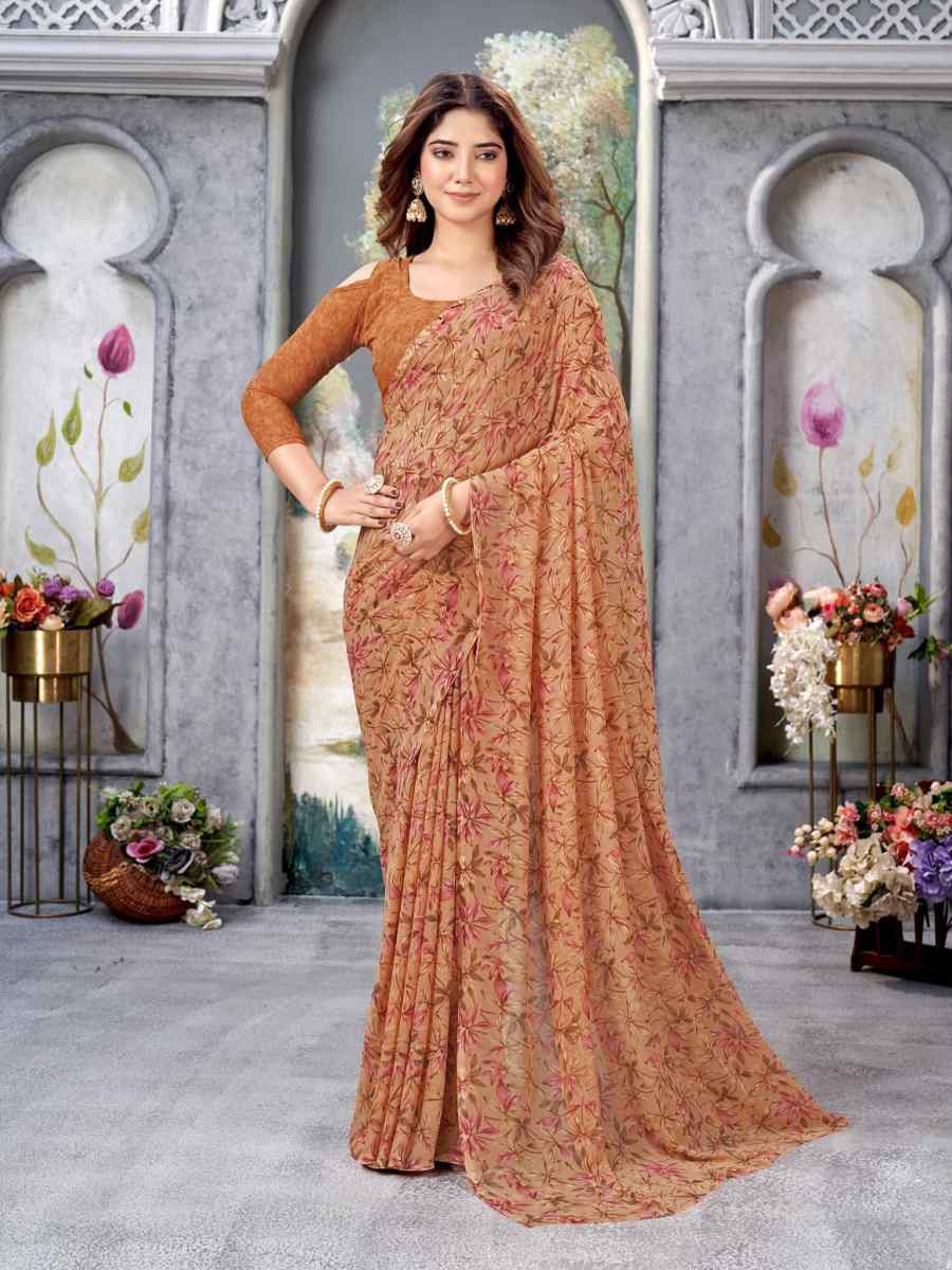 Multi Georgette Printed Casual Festival Classic Style Saree