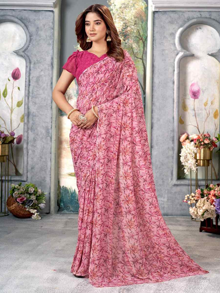 Multi Georgette Printed Casual Festival Classic Style Saree