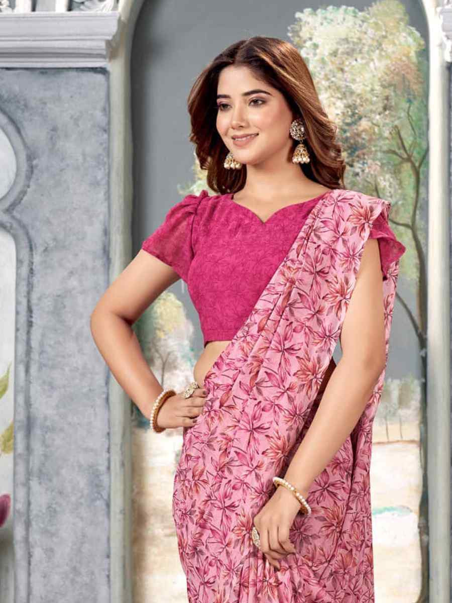 Multi Georgette Printed Casual Festival Classic Style Saree