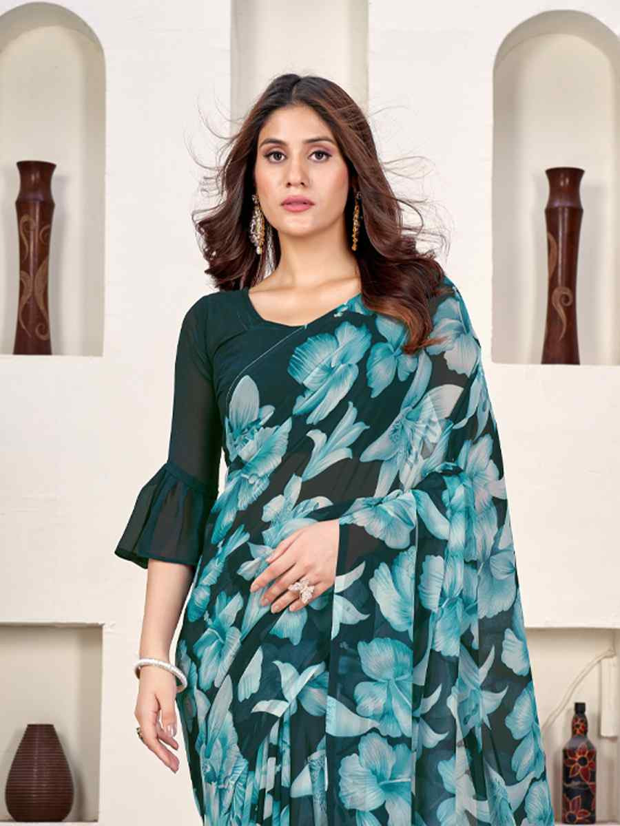 Multi Georgette Printed Casual Festival Classic Style Saree