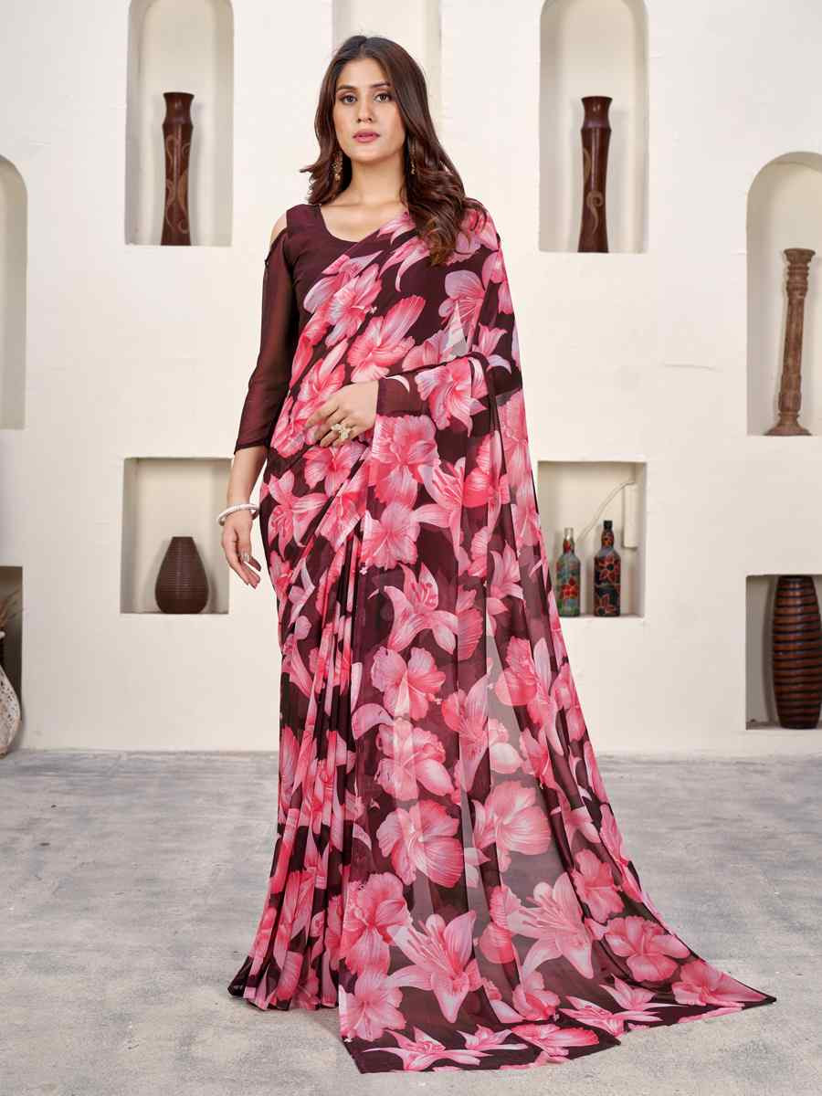 Multi Georgette Printed Casual Festival Classic Style Saree