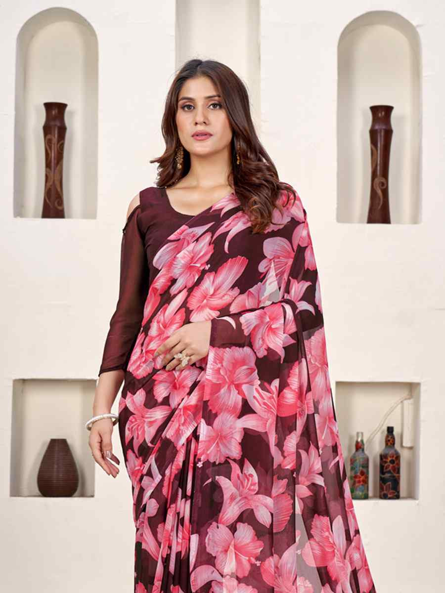 Multi Georgette Printed Casual Festival Classic Style Saree