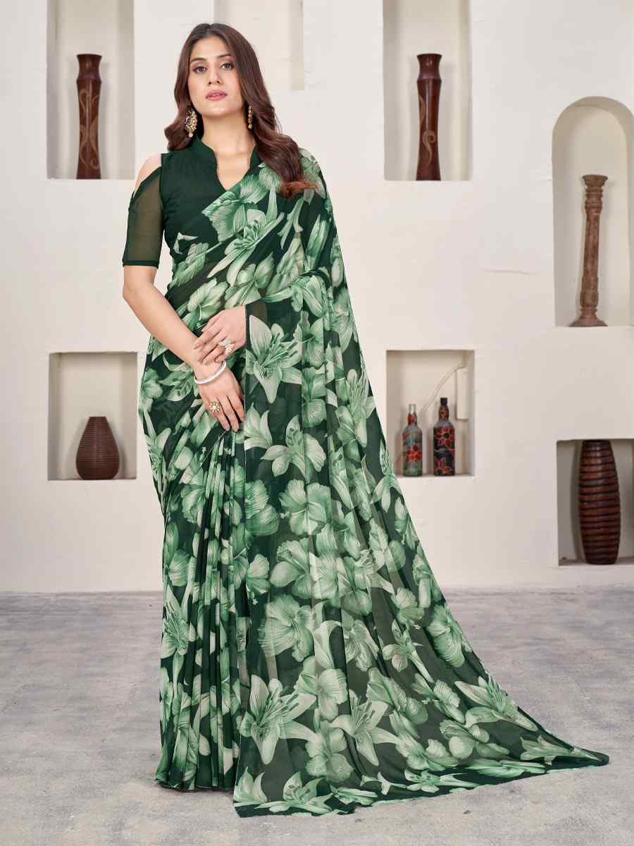 Multi Georgette Printed Casual Festival Classic Style Saree