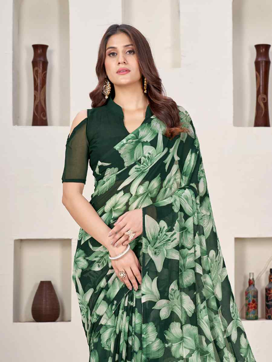 Multi Georgette Printed Casual Festival Classic Style Saree