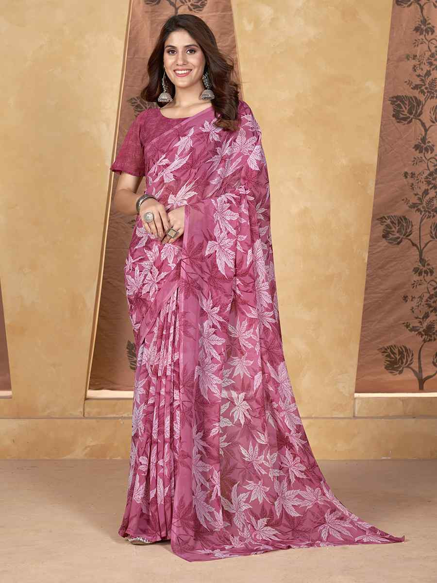 Multi Georgette Printed Casual Festival Classic Style Saree