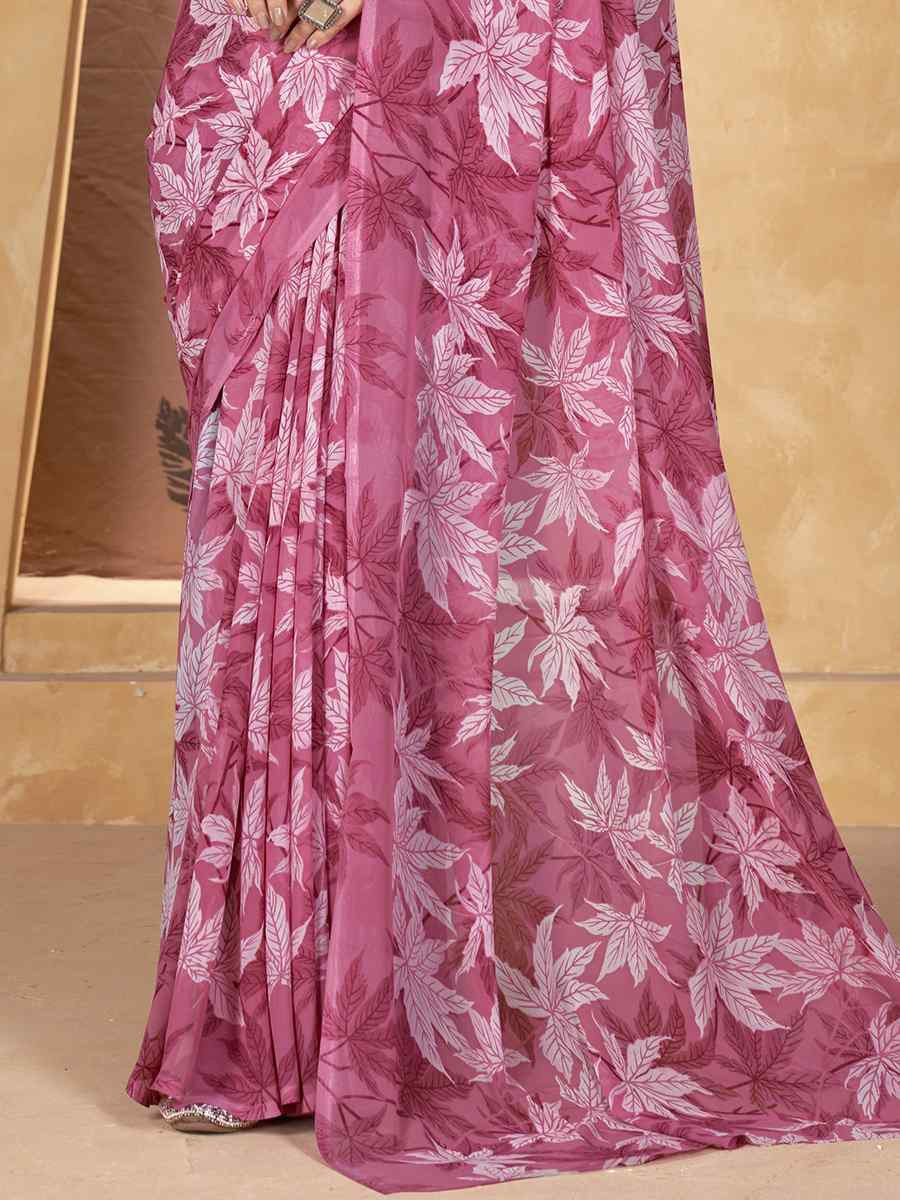 Multi Georgette Printed Casual Festival Classic Style Saree