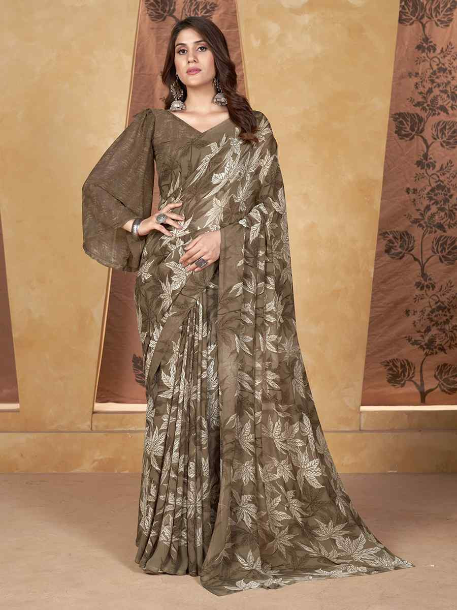 Multi Georgette Printed Casual Festival Classic Style Saree