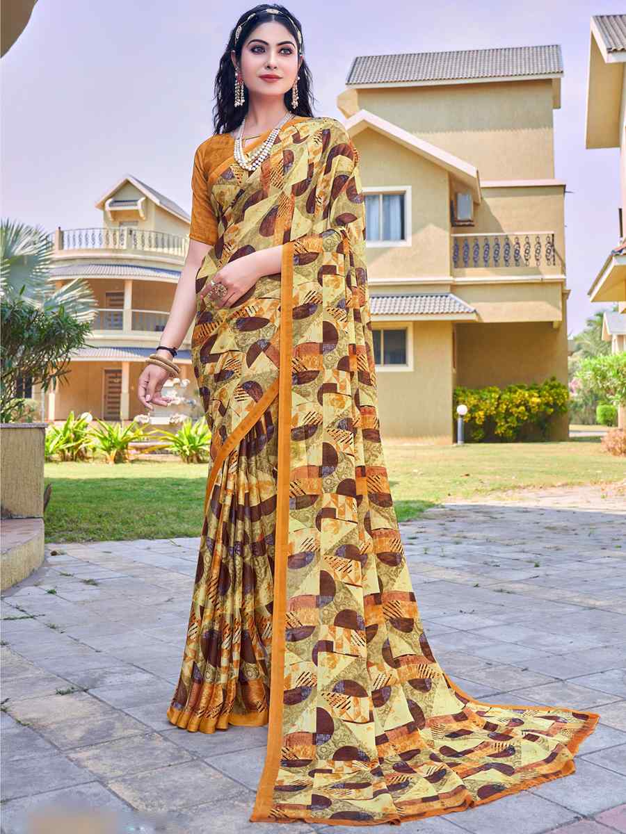 Multi Georgette Printed Casual Festival Contemporary Saree