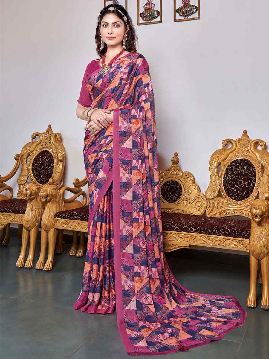 Multi Georgette Printed Casual Festival Contemporary Saree