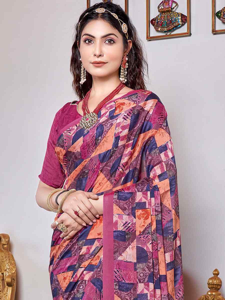 Multi Georgette Printed Casual Festival Contemporary Saree