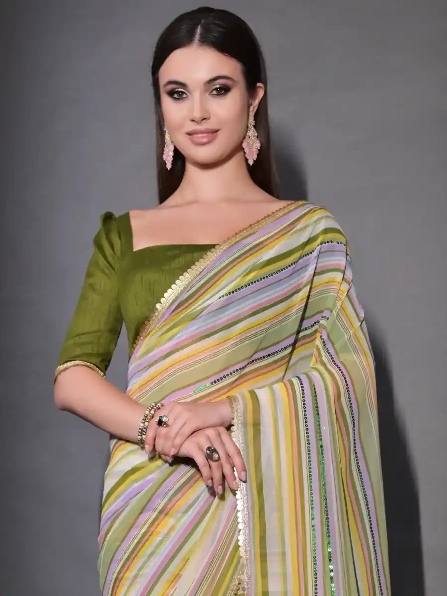 Multi Georgette Printed Cocktail Party Classic Style Saree