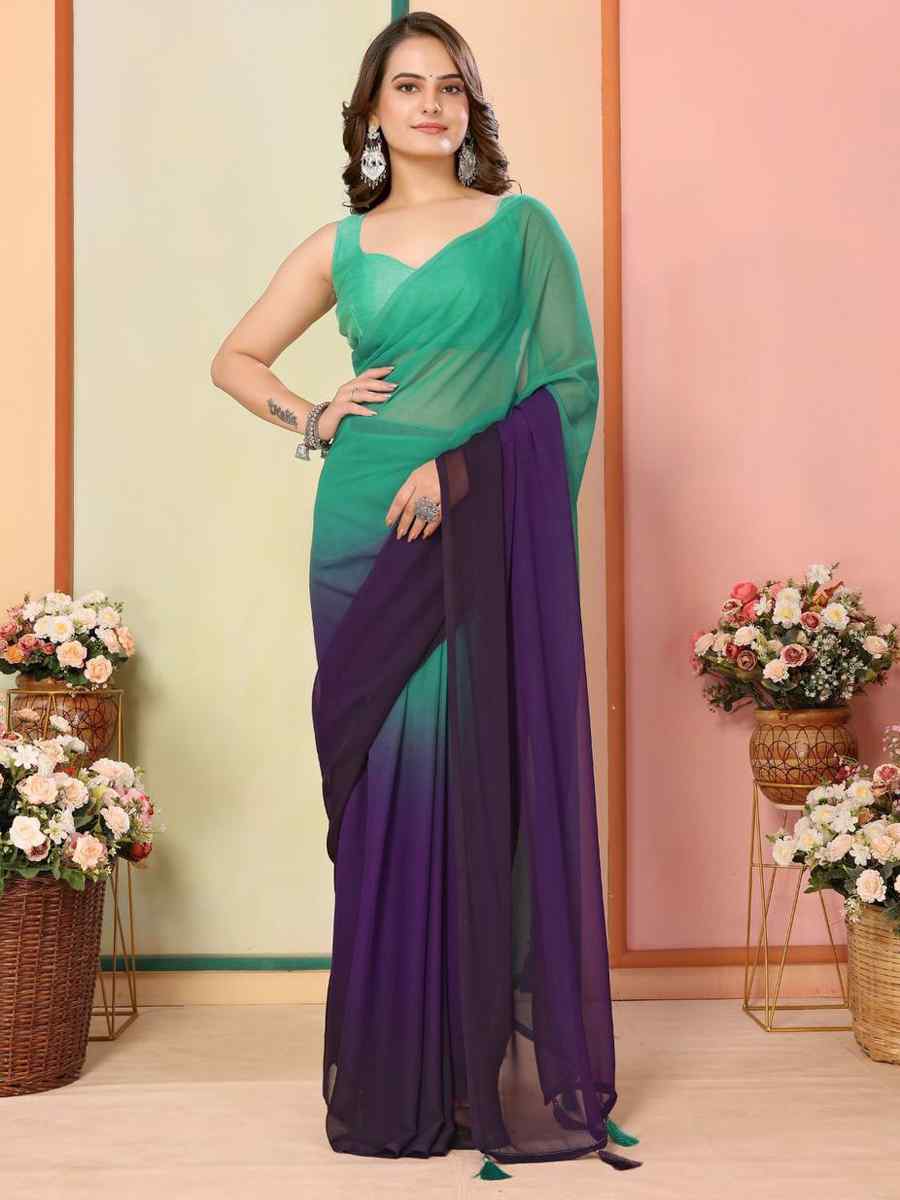 Multi Georgette Printed Festival Casual Contemporary Saree