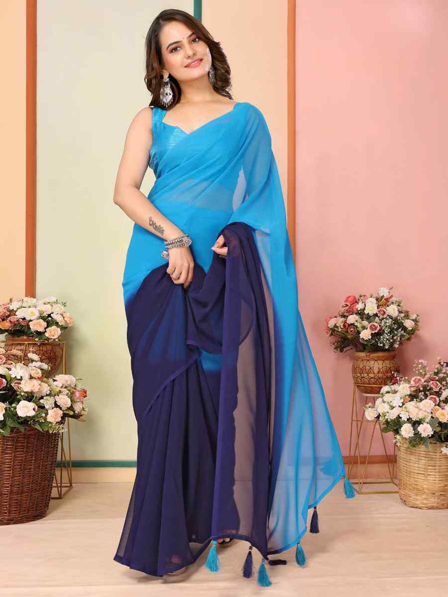 Multi Georgette Printed Festival Casual Contemporary Saree