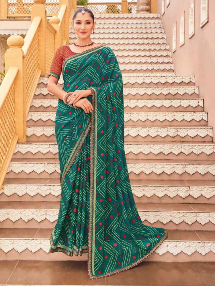 Multi Georgette Printed Festival Casual Contemporary Saree