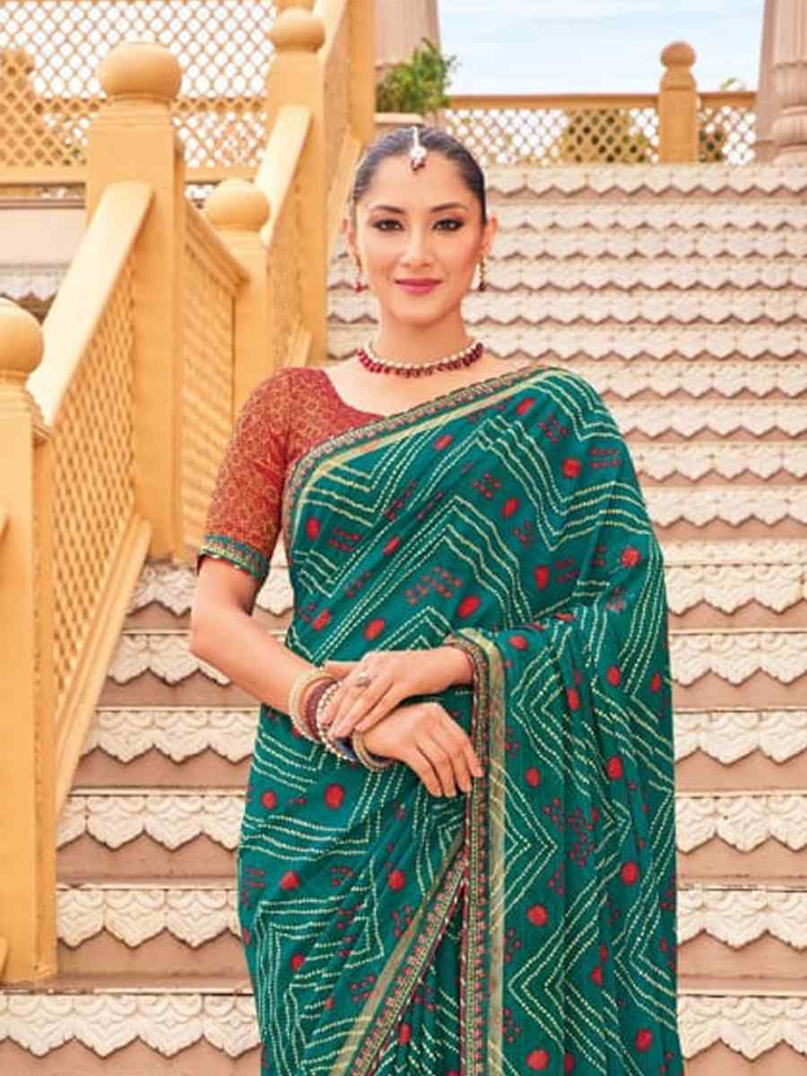 Multi Georgette Printed Festival Casual Contemporary Saree